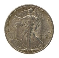 1917 US WALKING LIBERTY 50C SILVER HALF DOLLAR AU