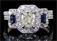 14K White Gold 2.20 ct Sapphire and Diamond Bridal