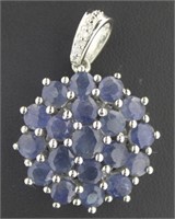 Natural 10.68 ct Blue Sapphire Round Pendant