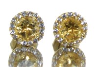 10kt Gold Round Yellow Sapphire Stud Earrings