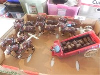 Cast Clydesdale Horse Drawn Beer Wagon