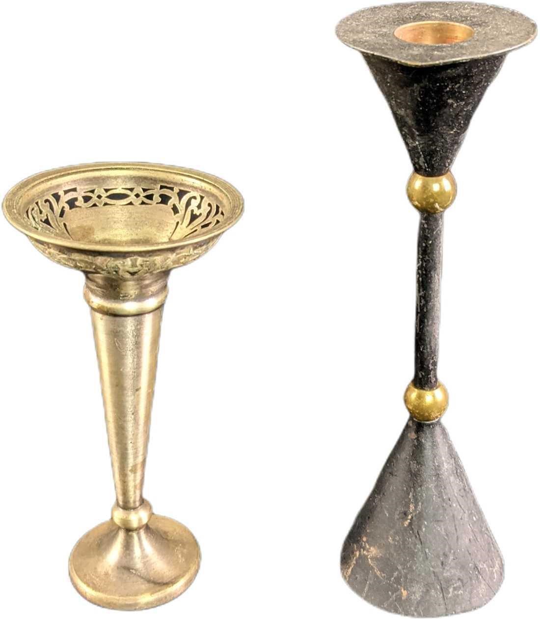Vintage Brass & Silver Plated Candlestick Holders