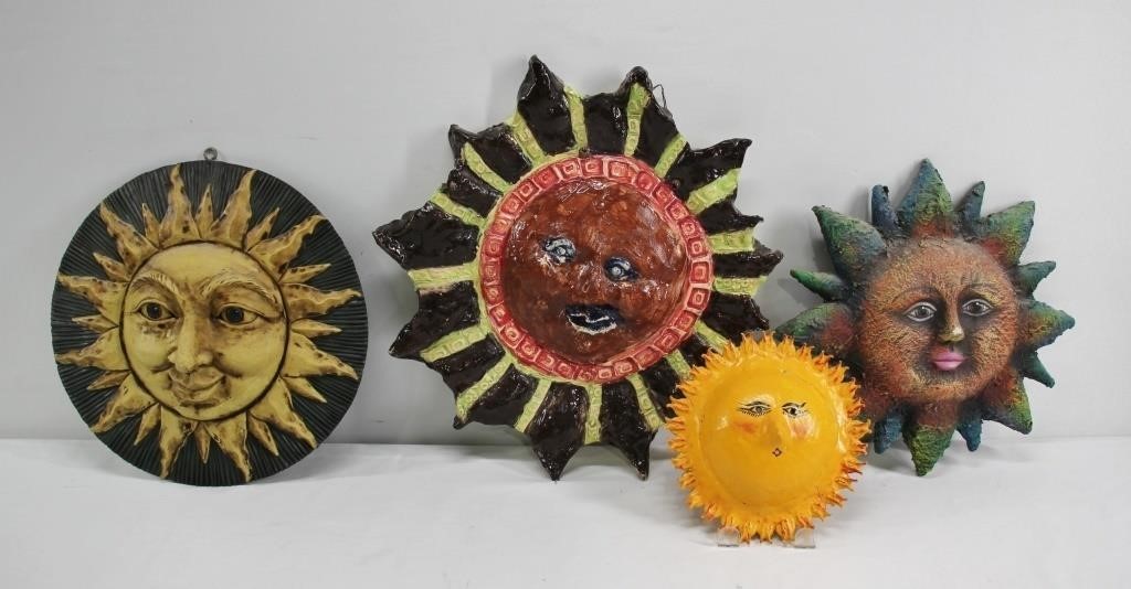 4 pc Assorted Sun Faces Wall Decor