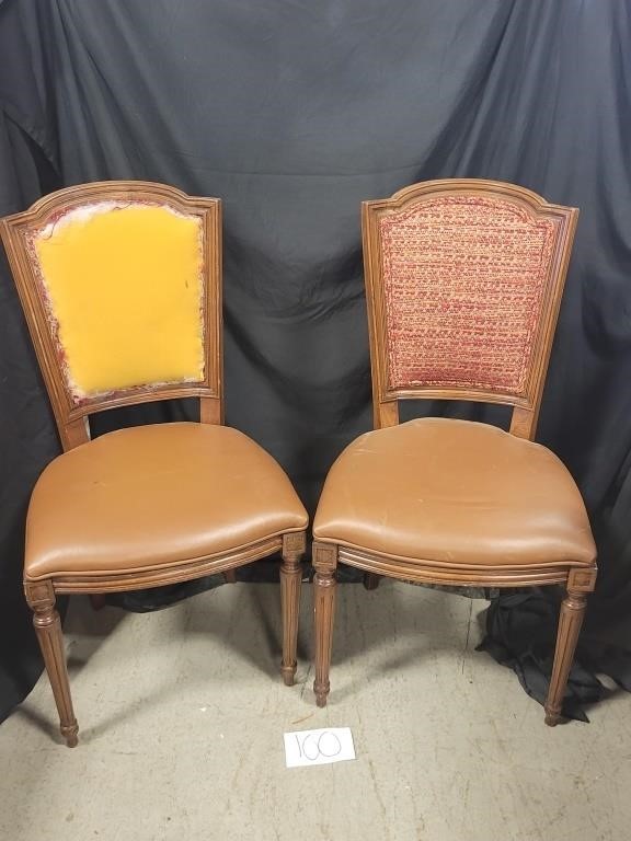 2 Vinyl & Material Upholstered Chairs