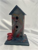 WOOD PAINTED BIRDHOUSE 9.5 INCHES
