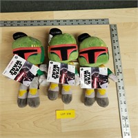 Lot of 3 Boba Fett Star Wars Plushies, Mattel