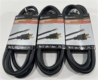 (3) New 6FT Southwire Power Supply Cord