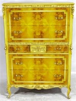 French Satinwood Inlaid & Carved Chest