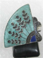 Vintage Sterling Silver Enameled Bird Ring
