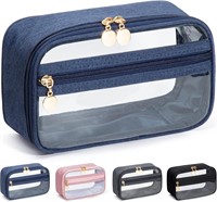 FUNSEED Clear Travel Toiletry Bag  Blue  Simple