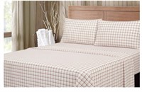 Sz Full 4 PCS Mainstays Flannel Sheet Set Red Plai