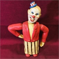 Woodcarved & Painted Toy Clown (Vintage)