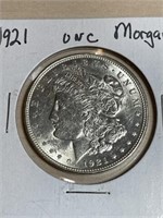 1921 uncirculated Morgan silver dollar