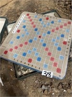 Old Scrabble game board with pieces hard plastic