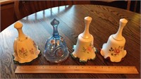 4 Fenton hand painted bells