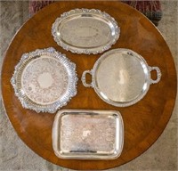 Four Silver Plated Trays