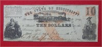 1862 $10 State of Mississippi Note