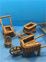 Miniature wood wagon. Wheelbarrow more