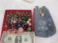 Nice Lot of Vintage Marble w/ Pouch - Includes