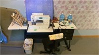 Janome Sewing Machine and Desk chair Etc