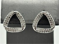 Sterling Silver Fancy CZ Encrusted Earrings