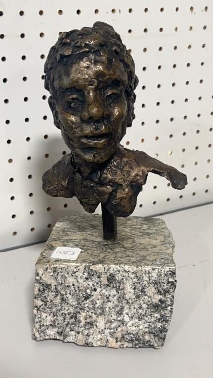 Lynn Light Bronze Brutalist Sculpture Bust