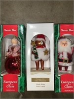 Hand Blown Glass Ornaments Santa and Mrs Claus