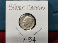 1954 Silver Roosevelt Dime