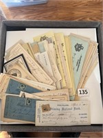 Antique VTG Checks some w Stamps