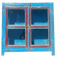 Primitive Blue Painted Cabinet