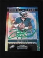 Jalen Hurts Signed Trading Card RC COA Pros
