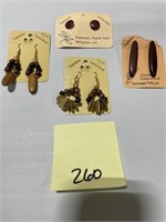 NICE LOT!  4 Exotic Wood Earring Sets