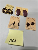 NICE LOT!  4 Exotic Wood Earring Sets 2