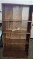 3 shelf dark wood grain bookcase