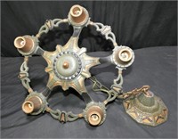 Vintage Cast Iron Art Deco 5 Light Chandelier