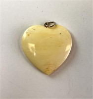 Vintage Carved Bone Heart Pendant 5 Grams