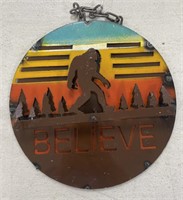 12" Believe In Bigfoot Metal Sign