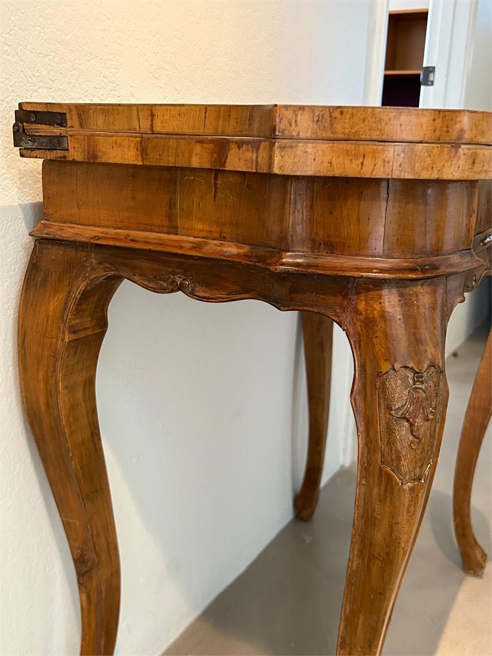 Antique Wood Game Table w Extension