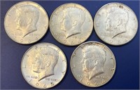 (5) 1964 Kennedy Half Dollars (90% Silver)