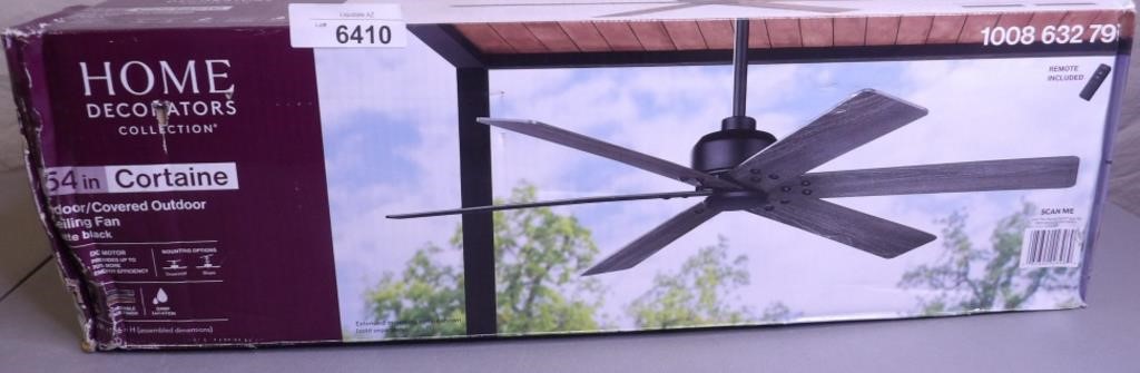 Cortaine 54 In. Indoor/outdoor Matte Black Ceiling