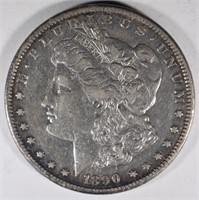 1890-CC MORGAN DOLLAR, XF/AU