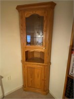 oak corner cupboard w/light