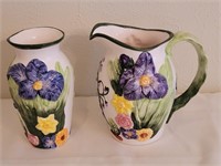 Hand Painted Ceramic Vase & Pitcher by CSC
