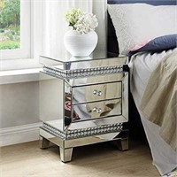 Mirrored Nightstand, Crystal End Table