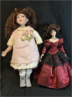 Two Collectible Porcelain Dolls 18" and 23"