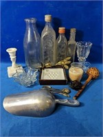Collectibles Lot, including 8"-10" bottles, brass