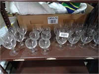 Etched / Variety Sized Stemmed Wine Spirit Glasses