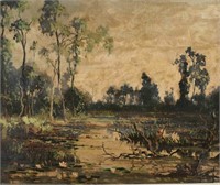 Marcel Harang Oil on Canvas River Landscape