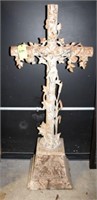 Ornate Metal Crucifix on Wooden Base,