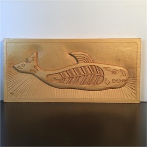 FIRST NATIONS CARVED ORCA PLAQUE
